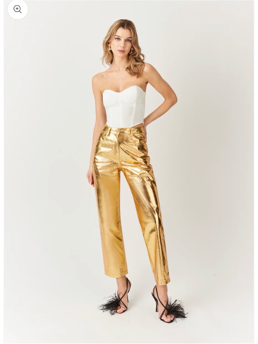 Amy Lynn LUPE METALLIC TROUSERS - CRUNCHY GOLD Small